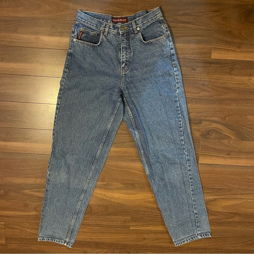 Vintage Nevada High Waisted Mom Jeans 12 Tall 12T Light‎ Wash Tapered Leg Denim⁠